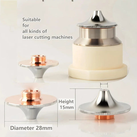 High Speed 28mm Fiber Laser Nozzle Set 5 Pcs Double Layer Caliber D28 H15 M11 For Precision Cuts And Fast Clean Results