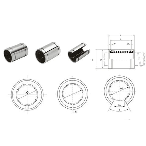 Cool 10pc Alloy Steel Linear Motion Ball Bearings With Smooth Glide Fit For 3D Printers, Engraving Machines And Wind Power Gear That Slays, showing multiple angles and technical drawings.