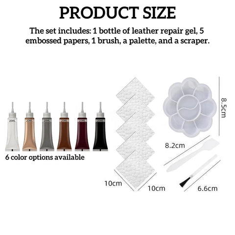 Leather Repair Kit For Vinyl And Leather Quick Drying Filler With Easy Color Matching, includes repair gel, palette, tools