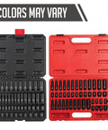 48 Piece One Quarter Inch Drive Impact Socket Set With SAE And Metric Sizes 3/16 To 9/16 Inch 4mm To 15mm Storage Case