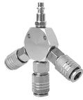 Three Way Air Hose Manifold Quick Coupler Connector Adapter Splitter For Pneumatic Tools One Quarter Inch Female NPT