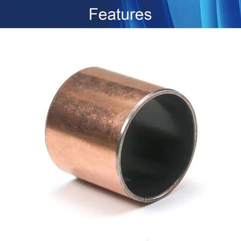 Rock Solid Oilless Sleeve Bearing 40mm X 44mm X 40mm Length Plain Bushing made from bronze composite, showcasing smooth interior finish.