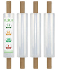 Heavy Duty Industrial Clear Stretch Wrap 4 Rolls 15 Inch Wide By 1000 Feet 80 Gauge with long cores for securing items.