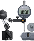 Digital Dial Indicator Set With Magnetic Base 1 Inch Travel 0.0005 To 0.01 Inch Resolution Pro Grade shown with accessories.