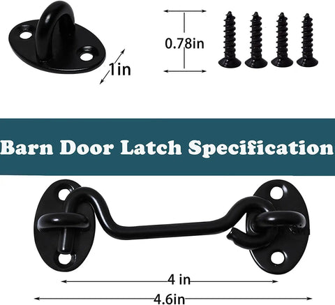 4 Inch Barn Door Latch Lock Kit With Eye Hook Sliding Door Lock Hardware Screws Included Rust Resistant Metal Gate Latch