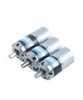 36mm Dc Planetary Gear Motor With 8mm Shaft And 12V 24V Dual Power, side view of three motors with visible shafts.