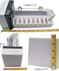 134A Refrigerator Ice Maker Add On Kit, Model Specific Assembly For W10715708 W11510803, Not Universal, AP7179124 Compatible, DIY Friendly Upgrade With Complete Ice Maker Parts showing dimensions