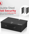 Compact Home Safe Box With Fire Resistant Insulation And Dual Key Lock Heavy Duty Steel Stash Safe For Jewelry Cash And Personal Documents 0.17 Cubic Feet Black with double steel wall construction.
