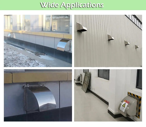 8 Inch Dryer Vent Cover With Screen Mesh Stainless Steel Wall Vent Cap in various outdoor and indoor settings
