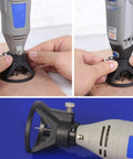 Get That Premium 2 PCS Electric Grinding Guide Horn Locator For Rotary Tool, adjustable black horn guide shown in use for wood carving.