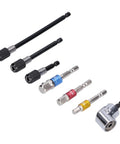 Grab This Awesome 7-Piece Socket Adapter Kit With Colorful Hex Shank Extensions For Easy Drilling And Screwdriver Work That Fits 1/2 Inch 3/8 And 1/4 Sizes Perfectly For Pro Tools Or Weekend DIY Projects Anytime. 7-piece chrome vanadium steel socket adapter kit with hex shank extensions