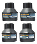 Rock Solid 4 Inch To Two Half Inch Hose Cone Reducer Pack, four black plastic connectors for dust collection systems.