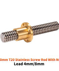T20 Trapezoidal Lead Screw 20mm Diameter Pitch 4mm Lead 8mm 950mm Length Comes With Brass Nut for CNC Machines and 3D Printers.