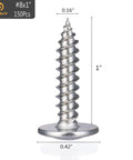 Rock Solid 150 Piece Set Of Heavy Duty Eight By One Inch Phillips Truss Head Stainless Steel Self Tapping Fastener, 1 inch length, 0.42 inch head.