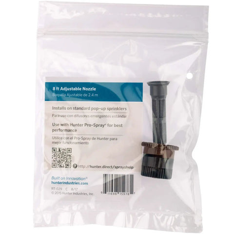 Top Shelf Adjustable Lawn Sprinkler Nozzle With 8 Ft Radius And 0 To 360 Degree Arc Movement in packaging for easy installation.