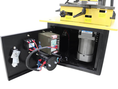 Pro Grade Electric Saw Blade Sharpener For Welding And Hacksaw Teeth With Built In LED Lamp and Premium Diamond Grinding Wheel internals.