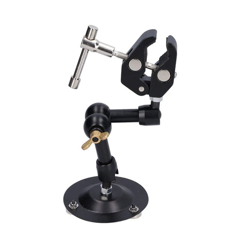 Heavy Duty Soldering Clamp And Stand For Maintenance And Repair, Alloy Steel Fixture Tool, Stable Bench Holding, Welding Support, Compact Design For Technicians And DIY Hobbyists on workbench