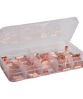 FABULETTA 250PCS Wire Ferrules Kit Pure Copper Crimp Connectors Non-Insulated Butt Terminals For Automotive Marine Electrical Systems 7 Sizes 1-16mm² High Conductivity Wiring Solution in clear organizer box
