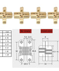 Ultra Thin 41x36mm Hidden Cross Concealed Hinge Set Of 4 For Frameless Kitchen Cabinets And Folding Doors Invisible Hardware That Delivers Clean Look And Smooth 180 Degree Opening with diagram