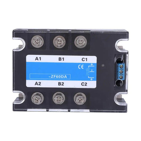 Solid State Relay SSR For DC To AC Control Systems, Industrial Electrical Accessory With Flame Retardant Transparent Shell, Durable, Safe And Easy Mounting For Control Cabinets And Equipment Installations For Technicians, front view