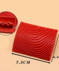 Two Piece Wood Grain Roller Kit For Faux Finish Painting And Home Wall Decor featuring red rubber texture stamp measuring 7.5x6.5cm.