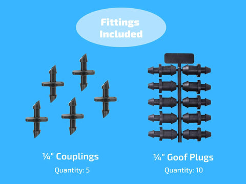 Drip Irrigation Tubing With Built In Emitters One Quarter Inch 100 Ft Roll Six Inch Emitter Spacing Fittings Included
