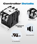 3 Pole 40 Amp AC Contactor for Outdoor HVAC Units 240V Coil UL Listed silver contacts and enclosed body