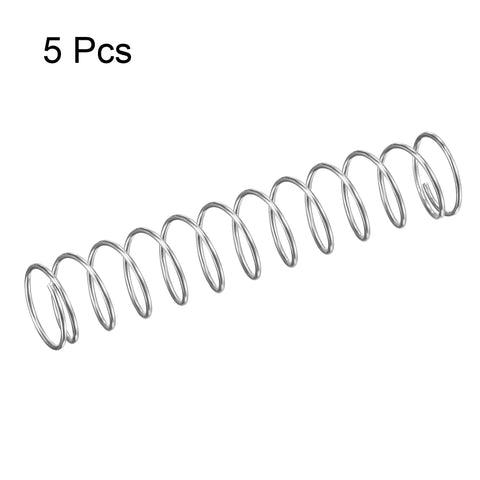 Compression spring, 304 stainless steel, 10 mm OD, 0.7 mm wire, 9 mm compressed, 50 mm free length, silver, 5 pcs