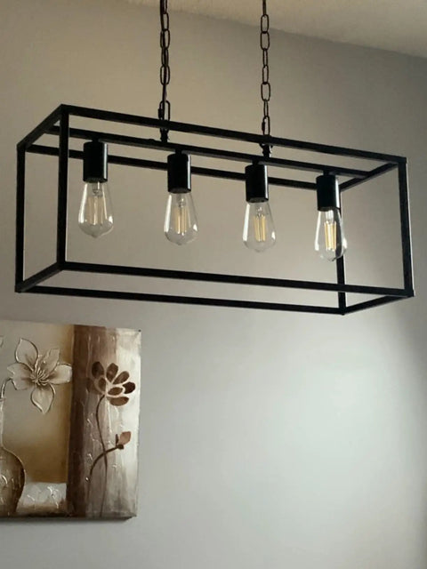 Dope 4 Light Matte Black Industrial Farmhouse Pendant Light For Dining Room