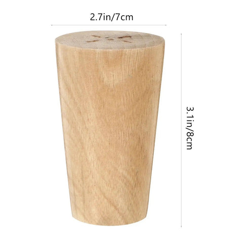 Four Pack Wood Furniture Feet Hardwood Round Bun Legs For Sofa Cabinet Table Replacement showcasing single leg dimensions
