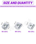 Three Size Nickel Plated Carbon Steel T Sliding Nuts Kit 105 Piece Assortment M3 M4 M5 For 2020 Aluminum Profiles quantity diagram