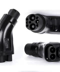 Heavyweight Slick Design 200 Amp EV DC Fast Charging Adapter Converting CCS2 To Gbt angled view showing plug detail