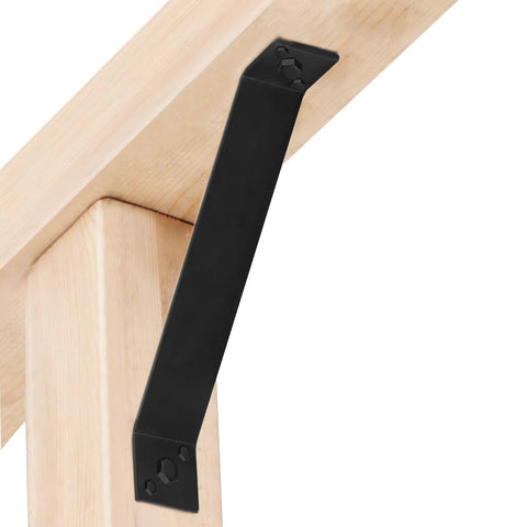 Heavy Duty Inside Mount 45 Degree Angle Strap Brace Set, 11 Gauge Steel, connecting wood post to beam, powder coated finish