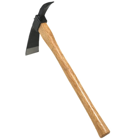 Beast Of A Heavy Duty Japanese Hand Forged Steel Pick Axe For Digging And Weeding Gardens 14-3/4 Inch Mattock Tool With Wood Handle