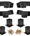 4x4 Woodworks Pergola Brackets Kit With 15 Degree Three Way Brackets 75 Degree Three Way Brackets And Four Posts Heavy Duty Steel Construction With Black Powder Coat Durable Outdoor Slanted Roof Support Kit For Pergolas