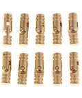 Copper Barrel Concealed Hinges For Wooden Boxes, Cylinder Style, 17 x 5 mm, Golden Finish, 10 Pack, Hidden Hinge Hardware Display