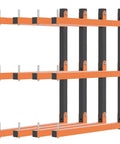 Badass Heavy Duty Lumber Rack Wall Mount With Six Level System For Garage Wood Storage Holds 720 Pounds Powder Coated Steel Organizer Rack Four Pack Orange, side view of brackets.