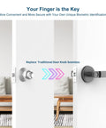 Smart Fingerprint Door Lock With Handle Keyless Entry Sleek One Touch Unlock Dual Access And Mechanical Key Backup installed on door