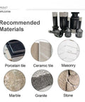 Diamond Core Drill Bit Set for Porcelain Tile Granite Marble and Stone Wet or Dry Drilling Beefy Pro Grade with material types