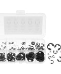 120 Piece Black E Clip Assortment Kit With Beryllium Bronze External Retaining Rings Open Design, Sizes M1.5 Through M10