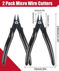 Two Pack Micro Wire Cutters 5 Inch Flush Cutters with Measurements and Black Handles for Electronics and Jewelry Making