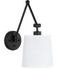 Set Of 2 Modern Matte Black Wall Sconces With White Fabric Shade Easy On Off Switch Hardwired Or Plug-In Cozy Bedside Mood Lighting