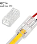 Easy Solderless LED Strip To Wire Connectors Kit, 20 Waterproof Transparent Adapters For 2 Pin Strip Lights, 8 mm