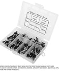 One Sided Aluminum Blind Rivets Kit With Standard Head Smooth Surface Fasteners M2.4 M3 M3.2 M4 For Easy Install In Construction Auto Aircraft Machinery And Hard To Reach Areas displayed open with 120 pieces in a box