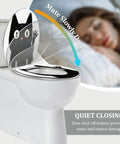 Elongated Resin Toilet Seat for Halloween Bathroom Decor with black cat design; features quiet closing mechanism.