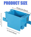 24 Pack 1 Gang Old Work Retrofit Electrical Box With 14 Cubic Inch Pvc Junction For Wall Switch Outlet Install No Sweat Mounting Rock Solid Build Prime Time Home Improvement Win, blue PVC box dimensions shown.