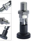 Heavy Duty Stainless Steel Self Locking Positioning Plunger Knob M16 Fine Thread Spring Pin view with hex nut and smooth operation.