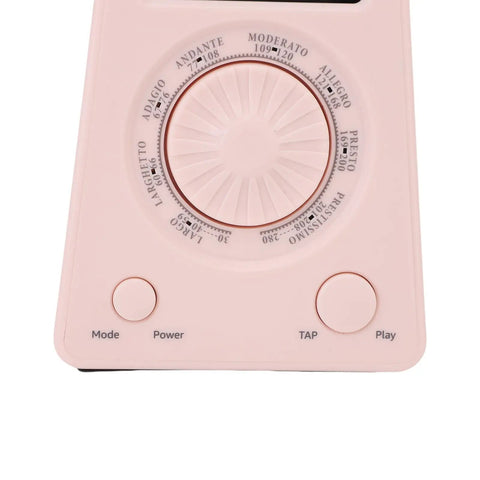 Close-up of Digital Metronome With Bluetooth Speaker Dope Tempo Tool For Piano And Guitar Ten Beat Tones Tuner in pink