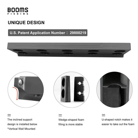 Garage Wall Mount Fishing Rod Holder Holds Up To 10 Rods With Vertical Horizontal And Ceiling Mount Options Black WV4 Durable Patented Design includes features and patent details
