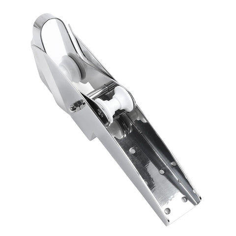 KAIXINM 316 stainless steel hinged bow anchor roller bracket with white rollers (side view)